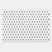 Schwarz-weißes Pine Tree Weihnachtswrapping Papier (Vorderseite 2)