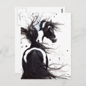 Schwarz-weißes Pinto Paint Horse by Bihrle Post Ca Postkarte (Vorne/Hinten)