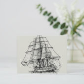Schwarz-weißes Piratenschiff Postkarte