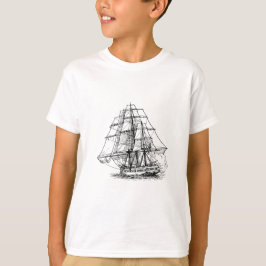 Schwarz-weißes Piratenschiff T-Shirt