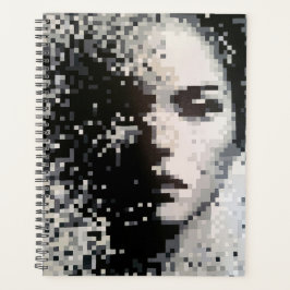 Schwarz-weißes Pixelgesicht Planer