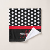 Schwarz-weißes Polka Dot Badetuch Set (Waschlappen)