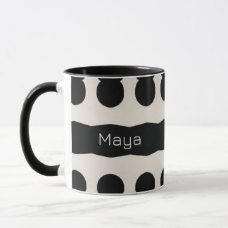 Schwarz-weißes Polka Dot Monogramm Einzigartiges M Tasse