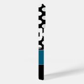 Schwarz-weißes Polka Dot Muster Blaues Monogramm Case-Mate iPhone Hülle (Rückseite / Rechts)