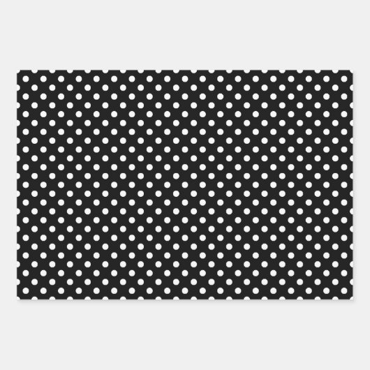 Schwarz-weißes Polka Dot Muster Geschenkpapier Set (Vorderseite)