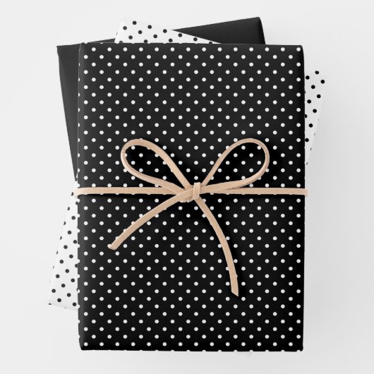 Schwarz-weißes Polka-Dot-Muster Geschenkpapier Set (Beispiel)