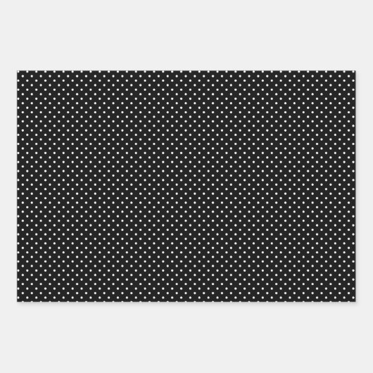 Schwarz-weißes Polka-Dot-Muster Geschenkpapier Set (Vorderseite)