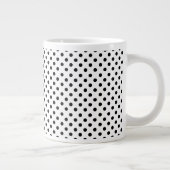 Schwarz-weißes Polka Dot Muster Jumbo-Tasse (Rechts)