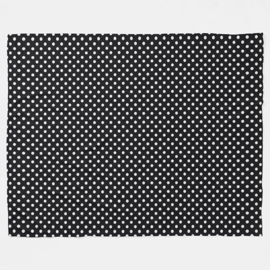 Schwarz-weißes Polka Dots Muster Fleecedecke (Vorderseite (Horizontal))