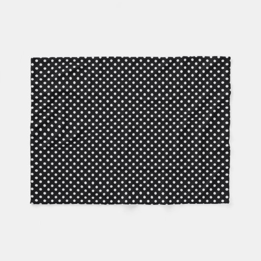 Schwarz-weißes Polka Dots Muster Fleecedecke (Vorderseite (Horizontal))