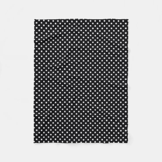 Schwarz-weißes Polka Dots Muster Fleecedecke (Vorderseite)