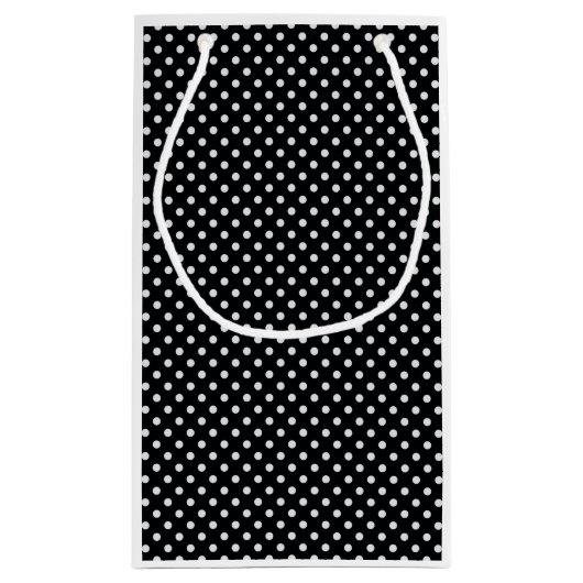 Schwarz-weißes Polka Dots Muster Kleine Geschenktüte (Rückseite)