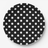 Schwarz-weißes Polka Dots Muster Pappteller (Vorderseite)