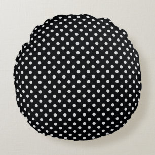 Schwarz-weißes Polka Dots Muster Rundes Kissen