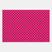 Schwarz-weißes Polka-Dottern-Muster in Pink Geschenkpapier Set (Vorderseite 2)
