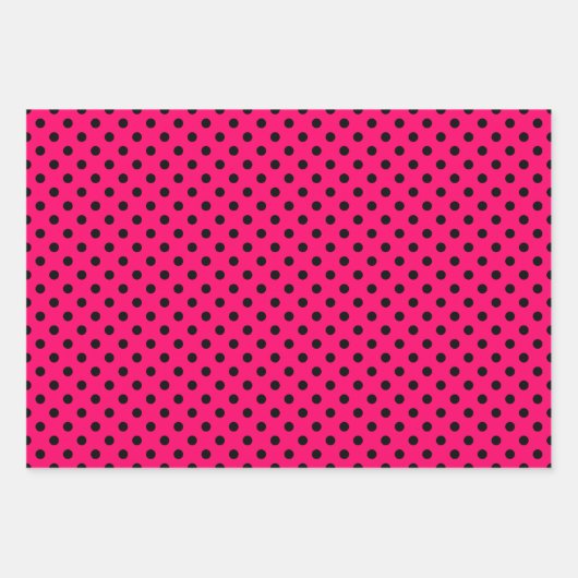 Schwarz-weißes Polka-Dottern-Muster in Pink Geschenkpapier Set (Vorderseite 2)