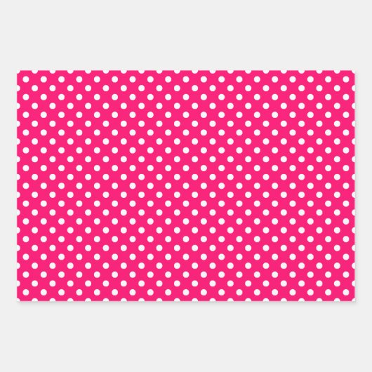 Schwarz-weißes Polka-Dottern-Muster in Pink Geschenkpapier Set (Vorderseite)