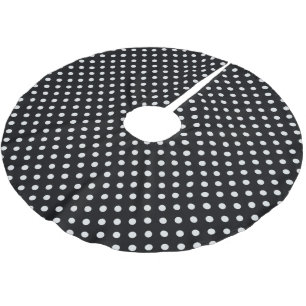 Schwarz-weißes Polka-Punkt-Muster Polyester Weihnachtsbaumdecke