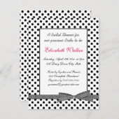 Schwarz-weißes Polkapunkt-Bogen Brautparty Einladung (Vorne/Hinten)