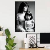 Schwarz-weißes Portrait Mutter und Tochter | Art d Poster (Heimbüro)