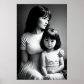 Schwarz-weißes Portrait Mutter und Tochter | Art d Poster (Vorne)