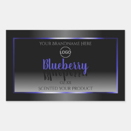 Schwarz-weißes Produktetikett Shimmerblau-Rahmen-L Rechteckiger Aufkleber