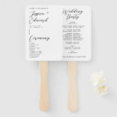 Schwarz-weißes Programm zur Feier der Hochzeit Fächer (Vorne und Hinten)