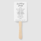 Schwarz-weißes Programm zur Feier der Hochzeit Fächer (Rückseite)