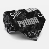 Schwarz-weißes Programmiersprachen-Muster Krawatte (Gerollt)
