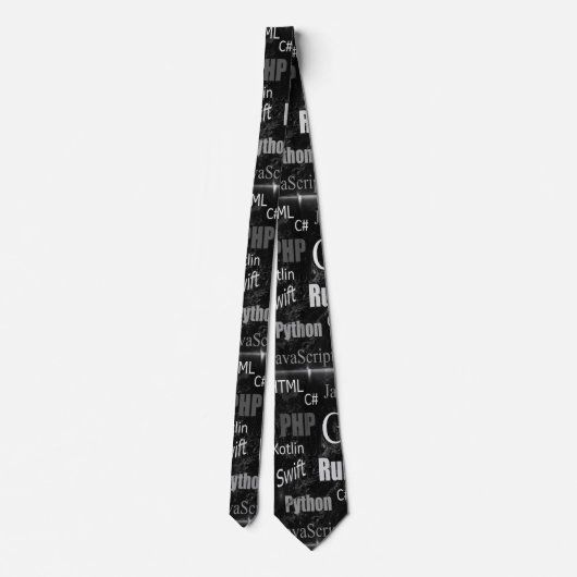 Schwarz-weißes Programmiersprachen-Muster Krawatte (Rückseite)