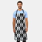 Schwarz-weißes Prüfblockmuster Schürze (Getragen)