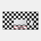 Schwarz-weißes Prüfbrett-Muster Personalisiert Schreibtischunterlage (Tastatur & Maus)