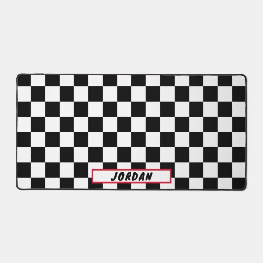 Schwarz-weißes Prüfbrett-Muster Personalisiert Schreibtischunterlage (Vorderseite)