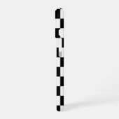 Schwarz-weißes Prüfmuster mit Monogramm iPhone 16 Hülle (Linke Seite)