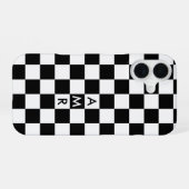 Schwarz-weißes Prüfmuster mit Monogramm iPhone 16 Hülle (Rückseite (Horizontal))