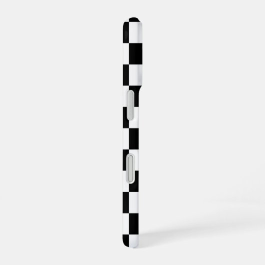 Schwarz-weißes Prüfmuster mit Monogramm iPhone 16 Hülle (Rechte Seite)