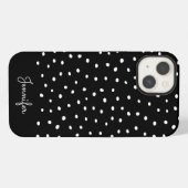 Schwarz-weißes Punkte-Muster mit Monogramm iPhone Hülle (Rückseite (Horizontal))