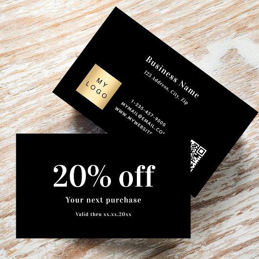 Schwarz-weißes QL-Logo-Geschäft Rabattkarte