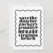 Schwarz-weißes QR-Code-Foto für fettformatiertes W Save The Date (Vorderseite)