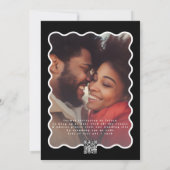 Schwarz-weißes QR-Code-Foto für fettformatiertes W Save The Date (Rückseite)