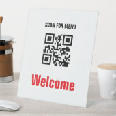 Schwarz-weißes QR Code-Menü mit berührungslosem Sc Sockelschild (In Situ)