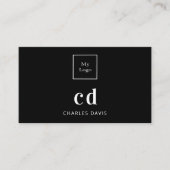 Schwarz-weißes Qr-Codenlogo für Foto-Monogramm Visitenkarte (Vorderseite)