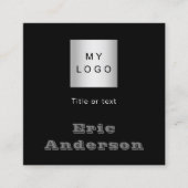 Schwarz-weißes QR-Logo Quadratische Visitenkarte (Vorderseite)