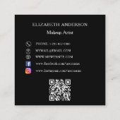 Schwarz-weißes QR-Logo Quadratische Visitenkarte (Rückseite)