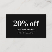 Schwarz-weißes QS-Geschäft Rabattkarte (Vorderseite)