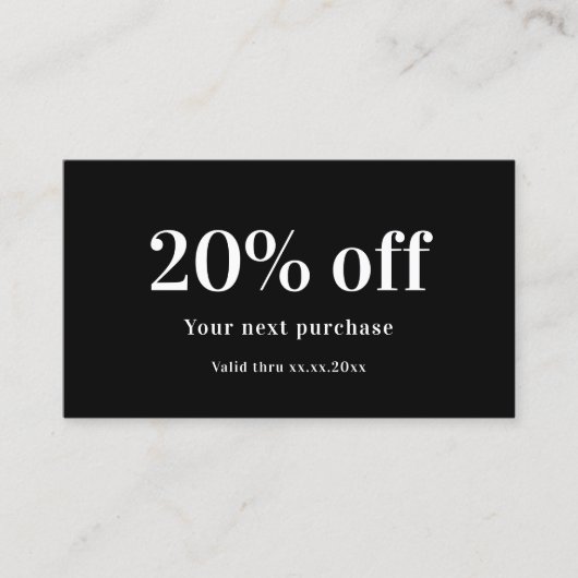 Schwarz-weißes QS-Geschäft Rabattkarte (Vorderseite)