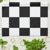 Schwarz-weißes Quadratschach der Küchentuch (Gefaltet)