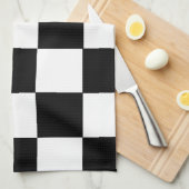 Schwarz-weißes Quadratschach der Küchentuch (Viertel Falte)