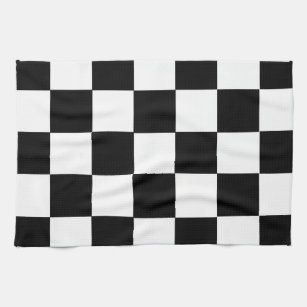 Schwarz-weißes Quadratschach der Küchentuch
