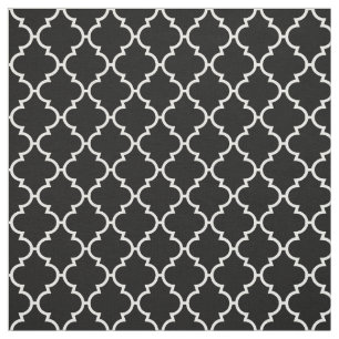Schwarz-weißes Quatrefoil Muster Stoff